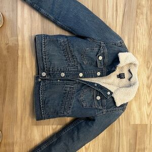 GAP Blue Denim Jacket with White Sherpa Lining